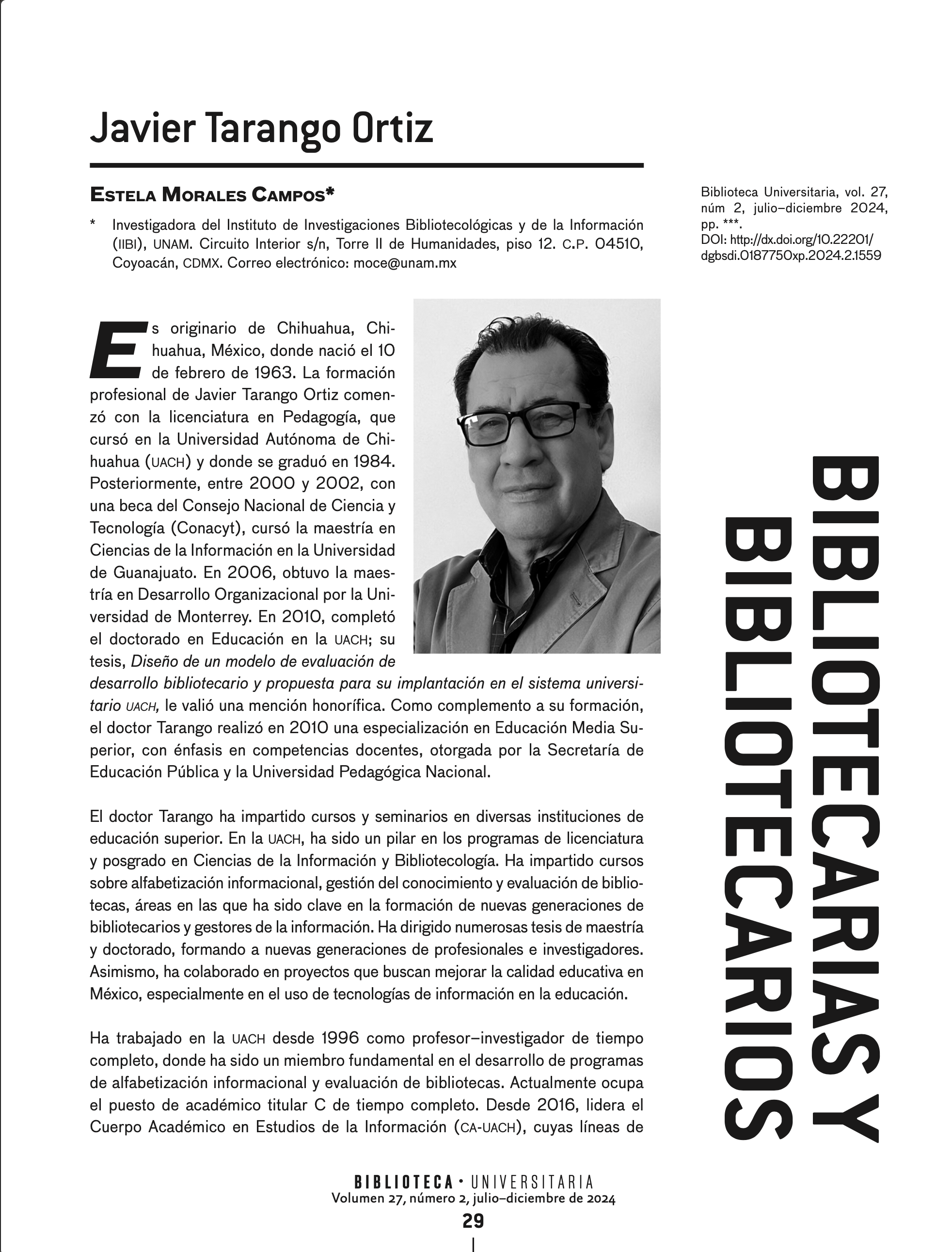 Portada Bibliotecarias y Bibliotecarios